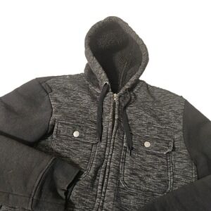 VTG  CHALC Y2K Emo Men's FULL Zip Hoodie Sweatshirt Large Black Grunge Punk Rock